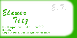 elemer titz business card